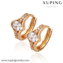 29206 Latest gold earring designs wholesale women's fashion luxury hoop earrings with glass